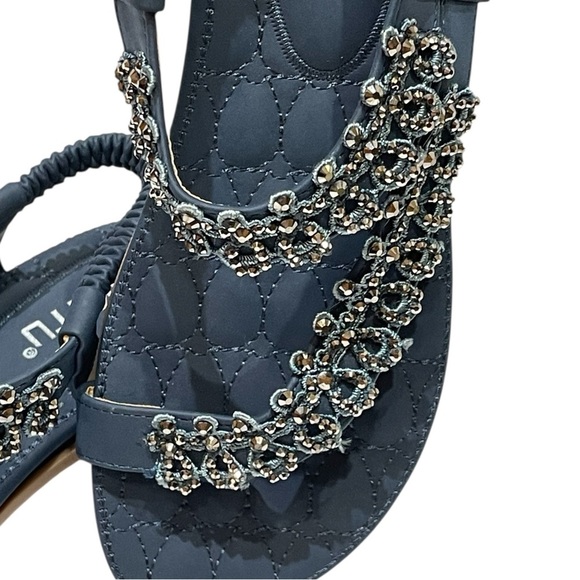 💥SALE💥SIKETU NAVY JEWELED FLIP FLOP SANDALS SZ - Picture 11 of 11